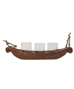 Wooden Boat Candle Holder