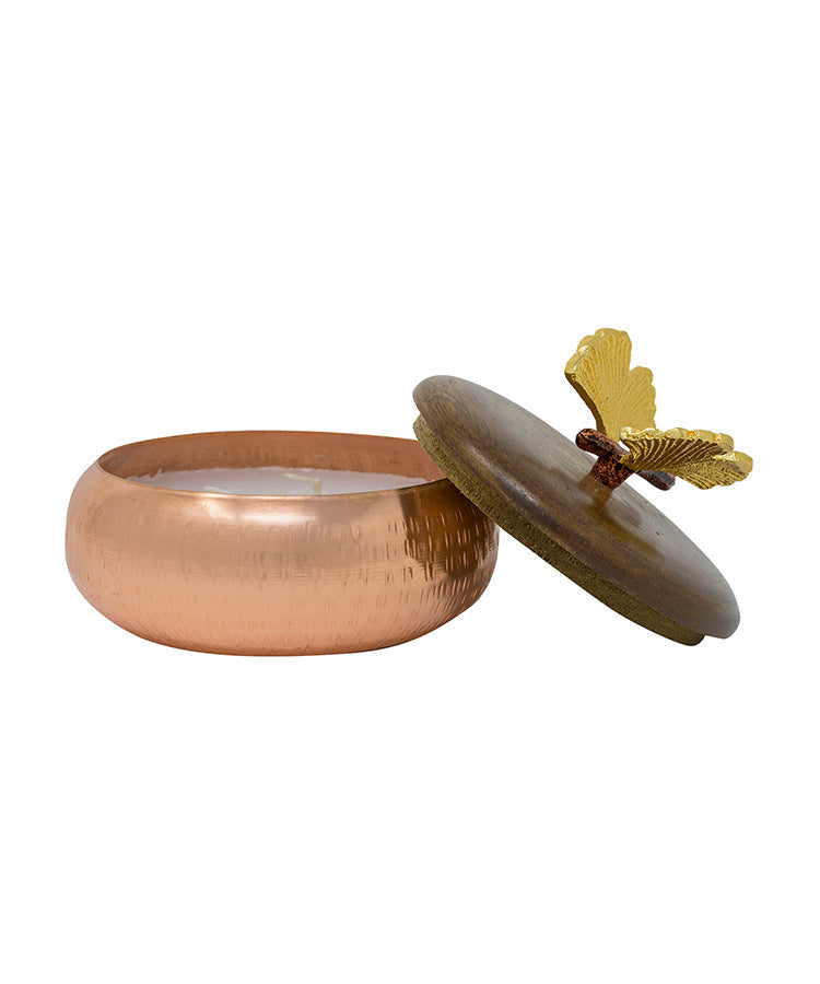 Copper Butterfly Lid Candle Holder Jar