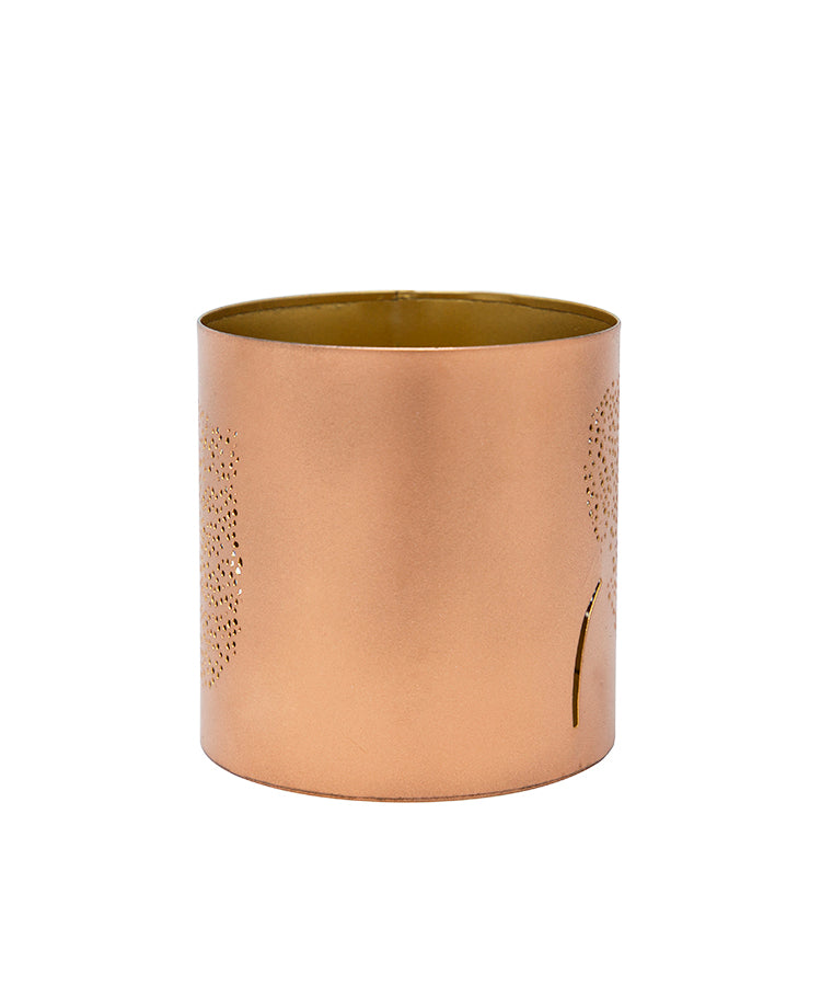Copper Motif Leaf Candle Holder