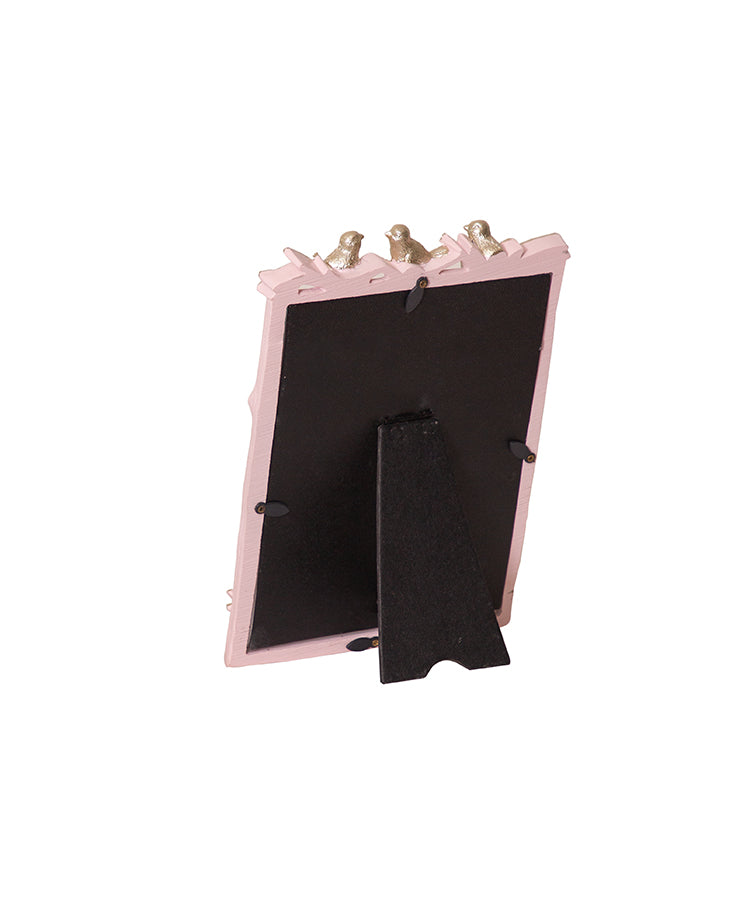 Champagne Gold Birds On Branch On Pink Photoframe Large