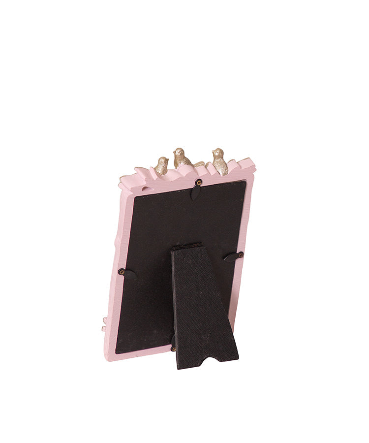 Champagne Gold Birds On Branch On Pink Photoframe Small