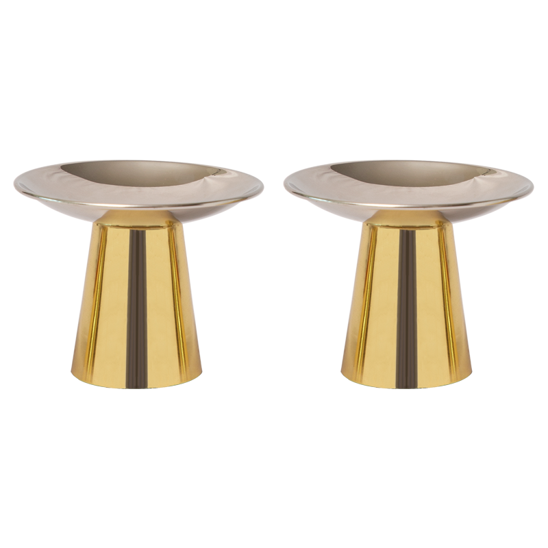 Stainless Steel Platters /Bowls With Pink Agate Stone -Set Of 2