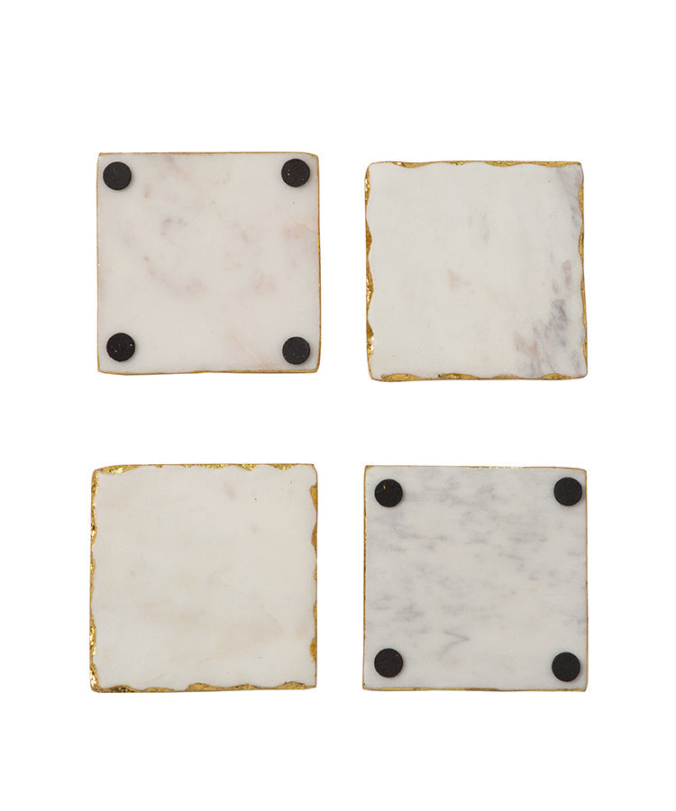 White Square Marble Coasters with Gold Foiling - Set Of 4