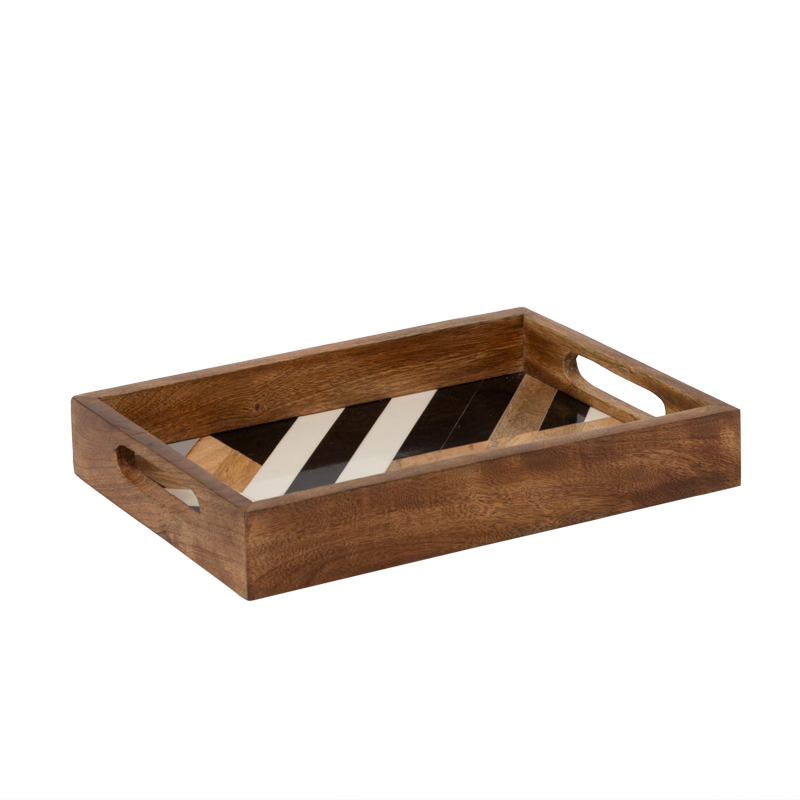 Mango Wood And Resin Trays - Set Of 2
