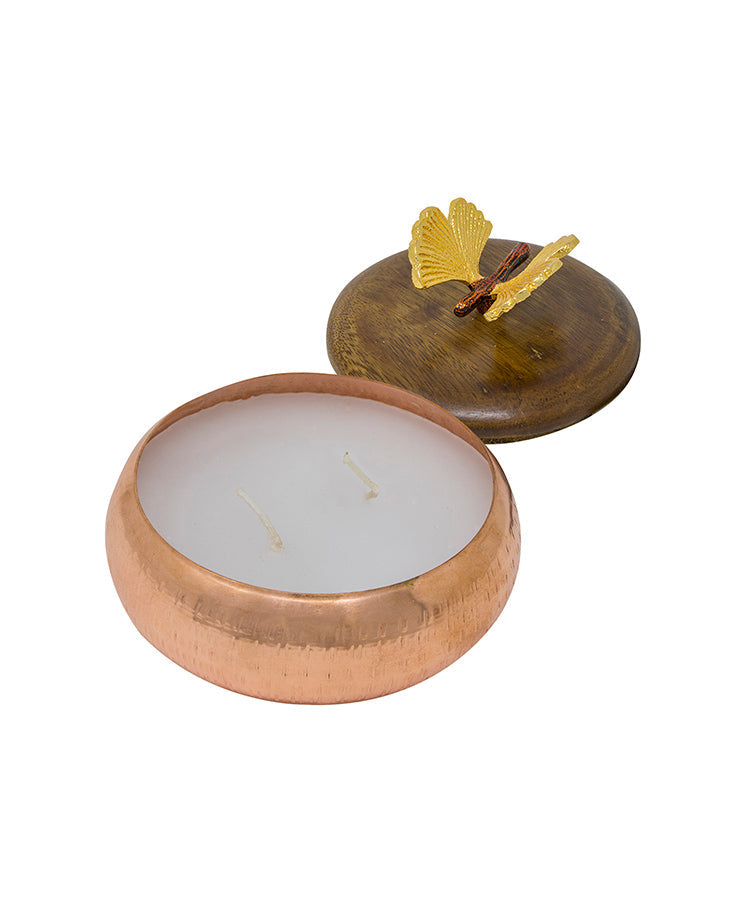 Copper Butterfly Lid Candle Holder Jar