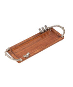 Wooden Tray With Silver Birds