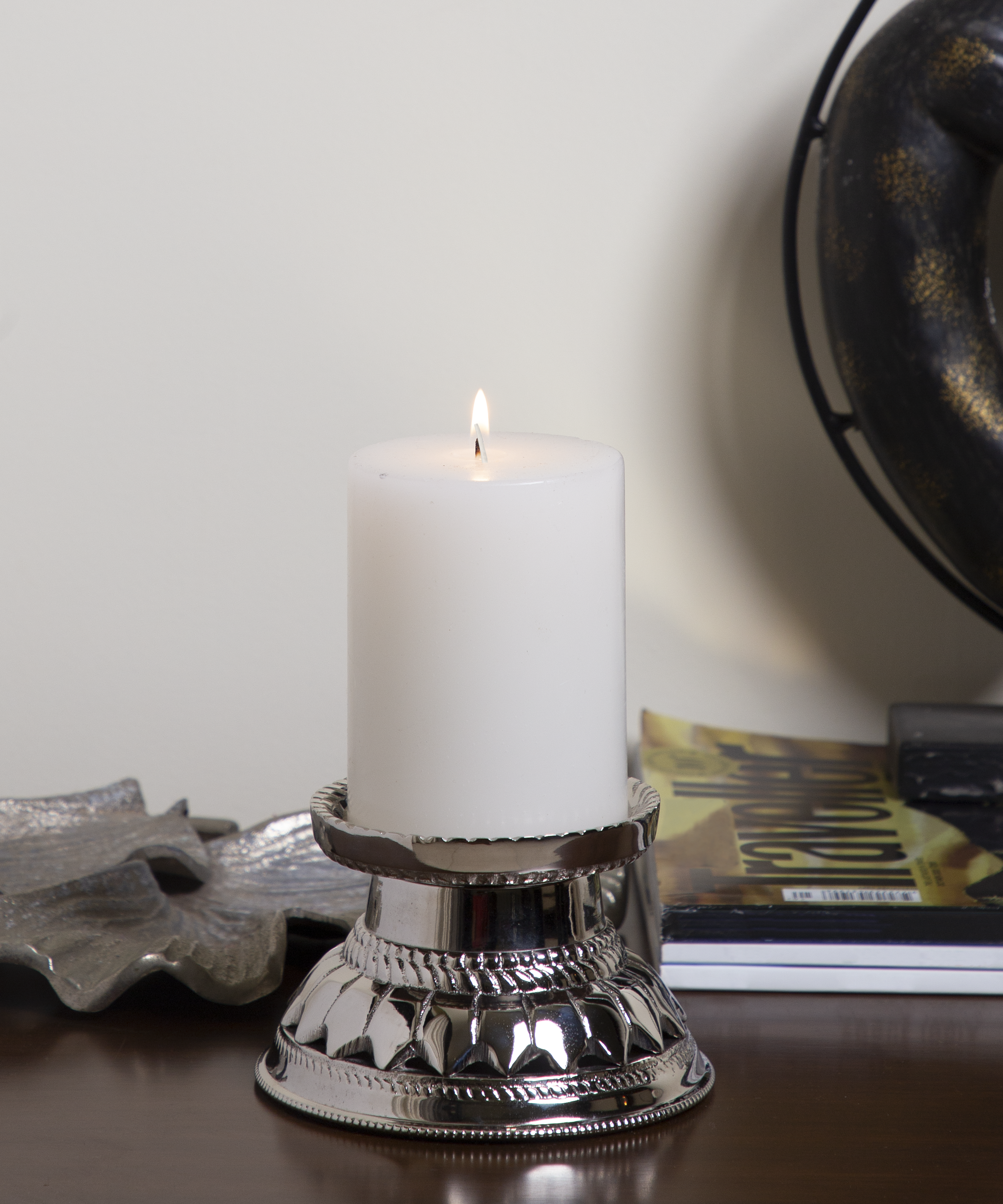 Silver Mandala Candle Holder