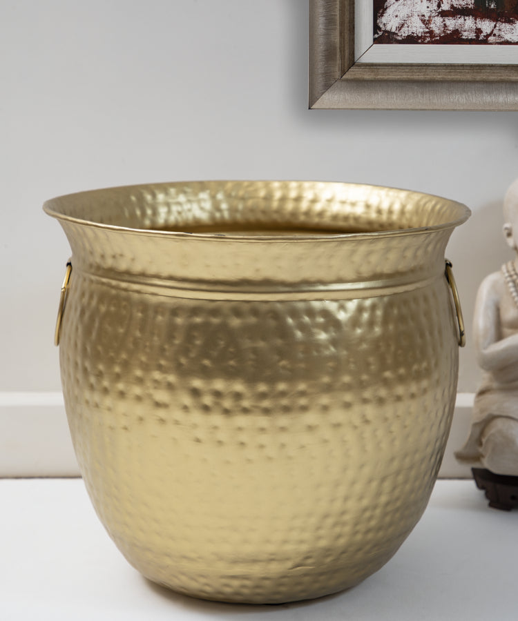 Brass Hammered Planter