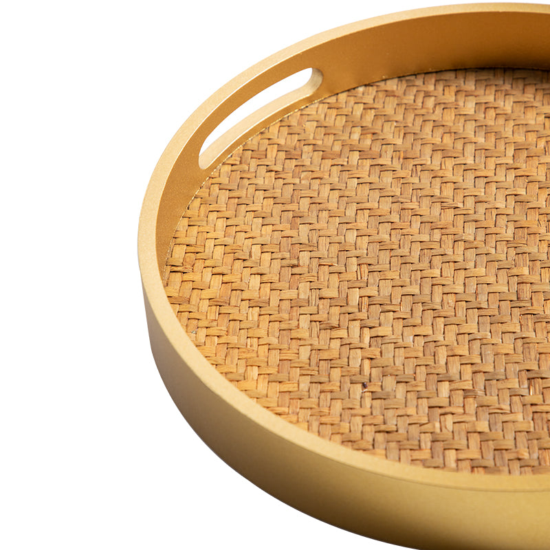 Round Weave Cane Serving Tray