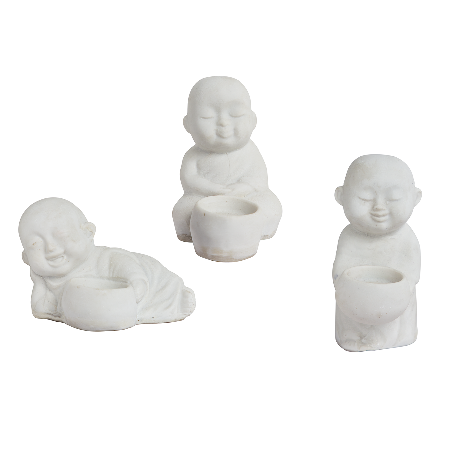 Joyful Baby Monk Decorative Candle Holders - Set of 3