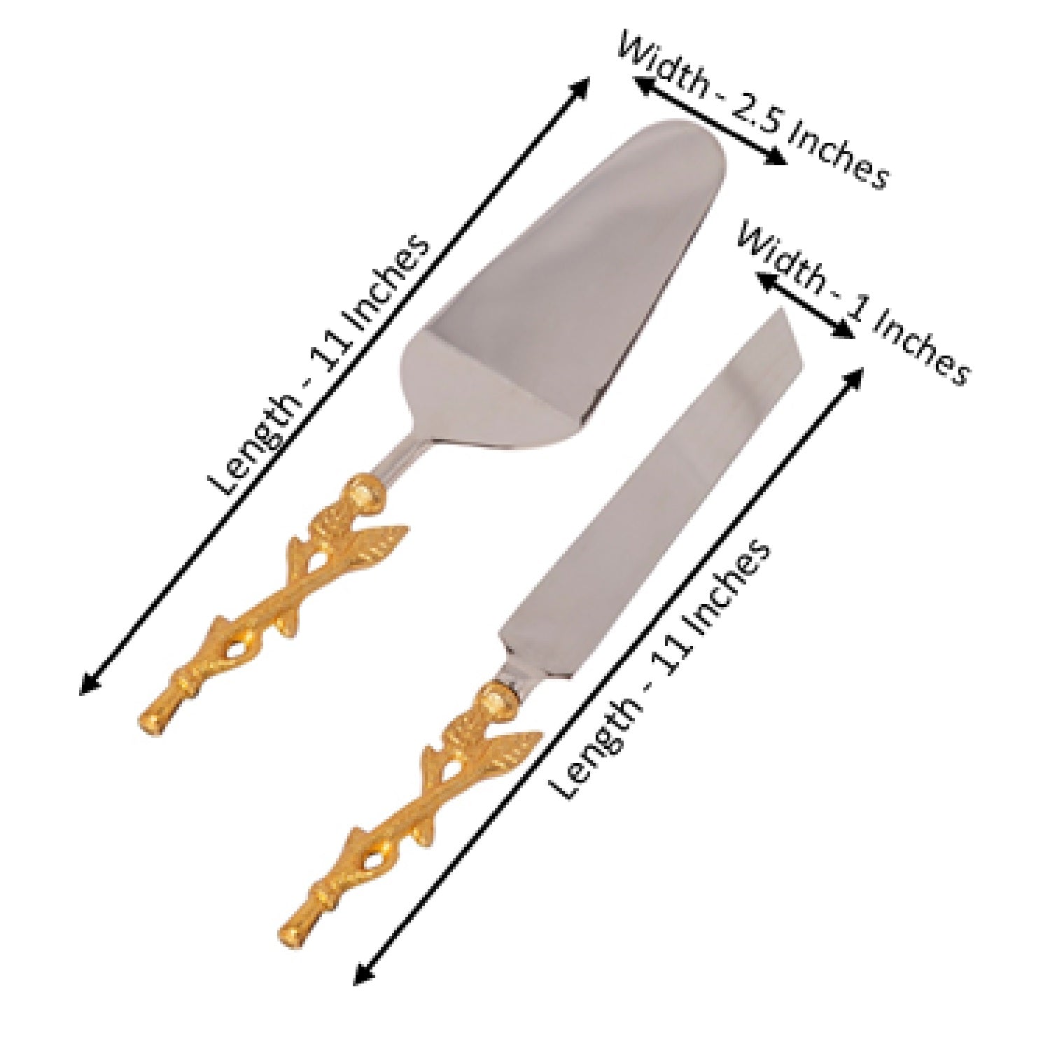 Stem With Leaves Cake Cutlery (Spatula And Knife Set)