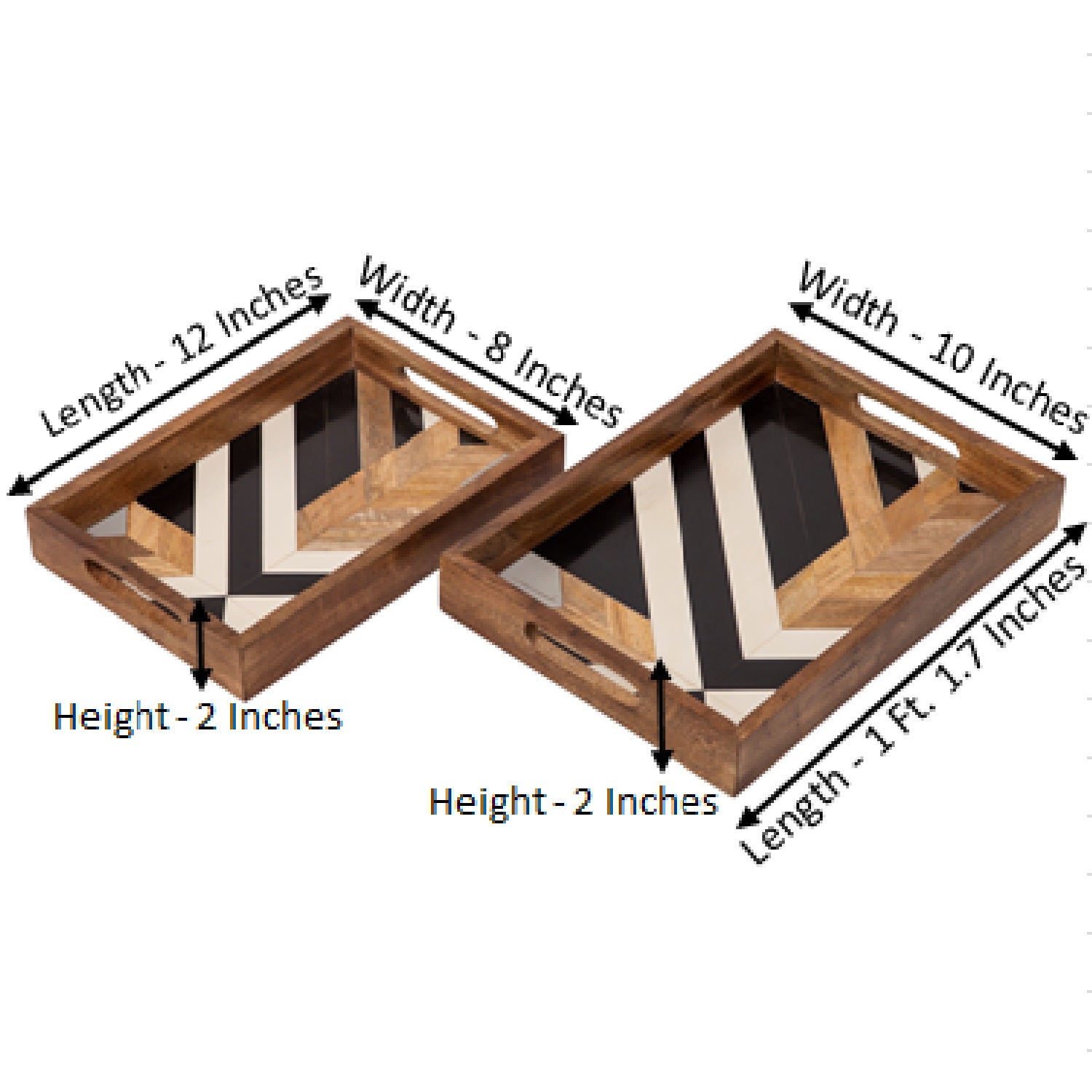 Mango Wood And Resin Trays - Set Of 2