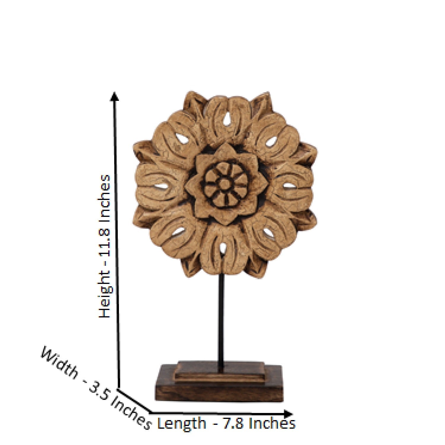 Wooden Crackled Flower Sculpture Set Of 2