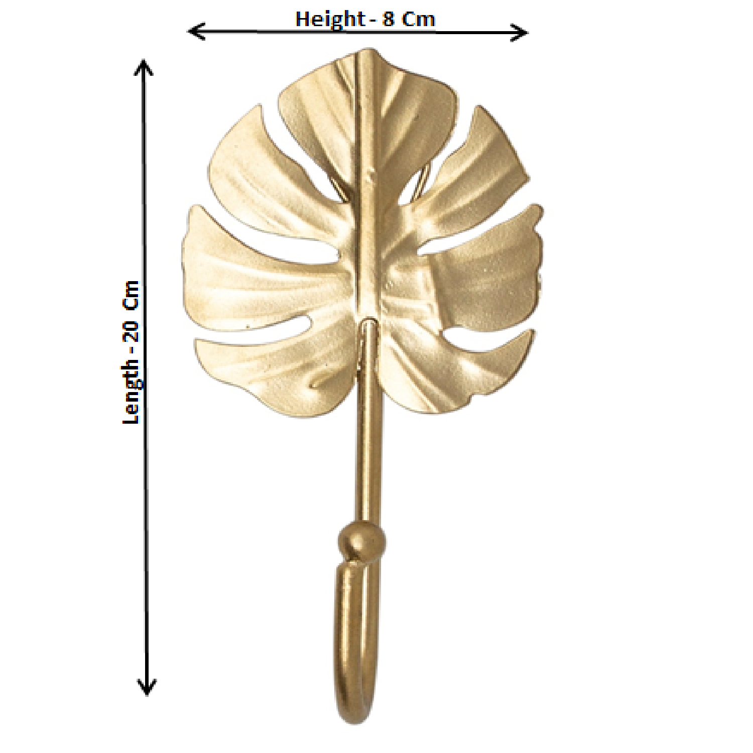 Two Leaf Multipurpose Metal Hooks in Gold Finish With Texture - Set of 2