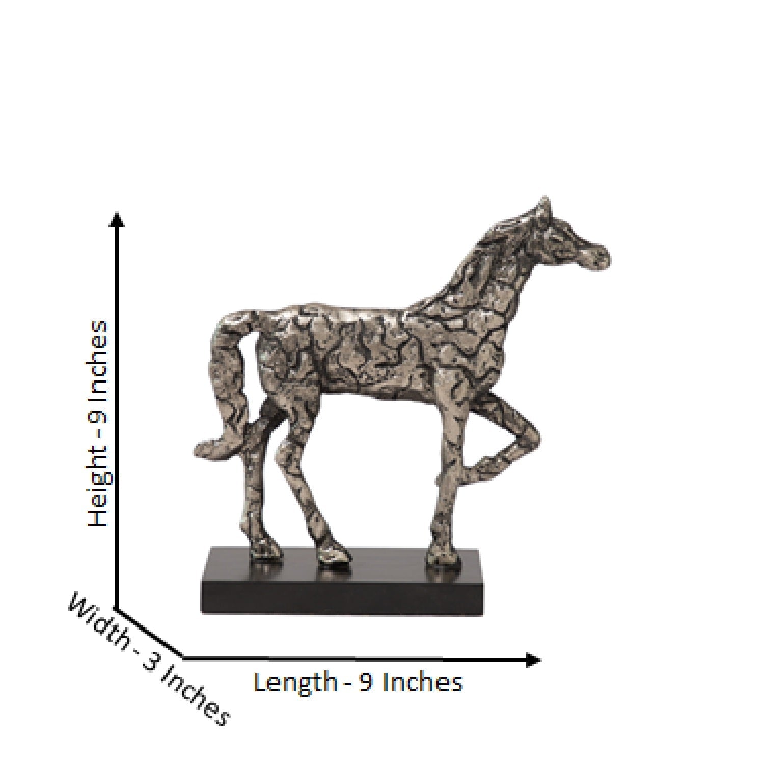 Silver Horse On Wooden Base