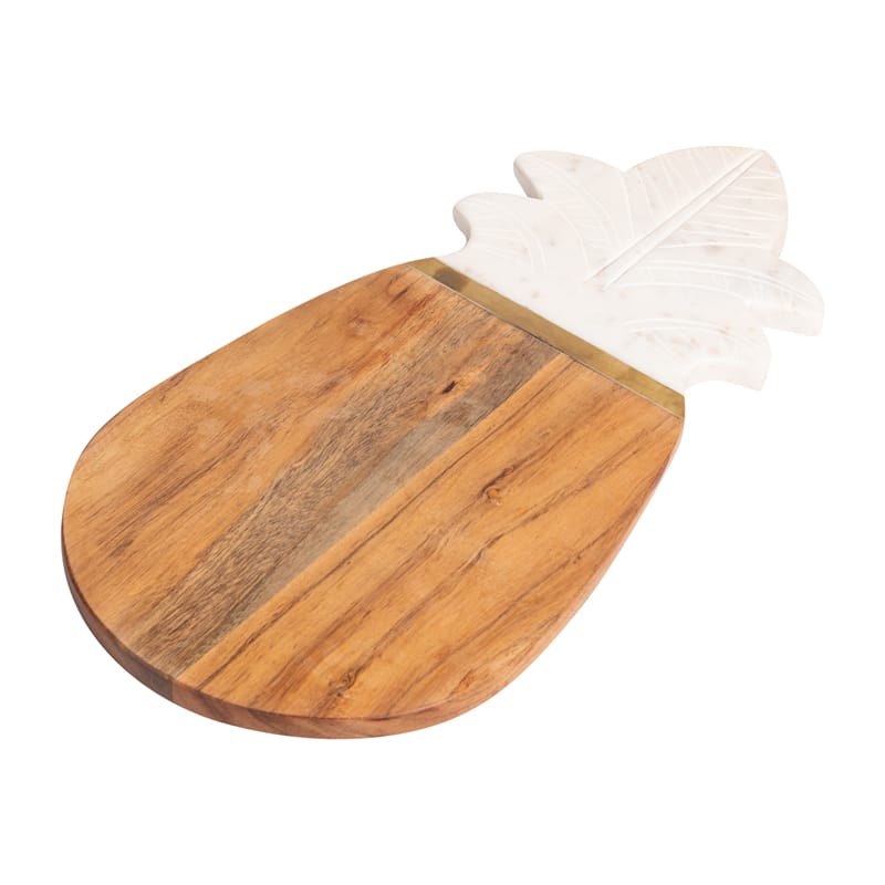 Wood & White Marble Pineapple Shape Serving Platter/Chopping Board