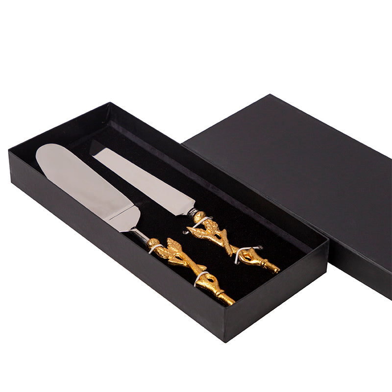 Stem With Leaves Cake Cutlery (Spatula And Knife Set)