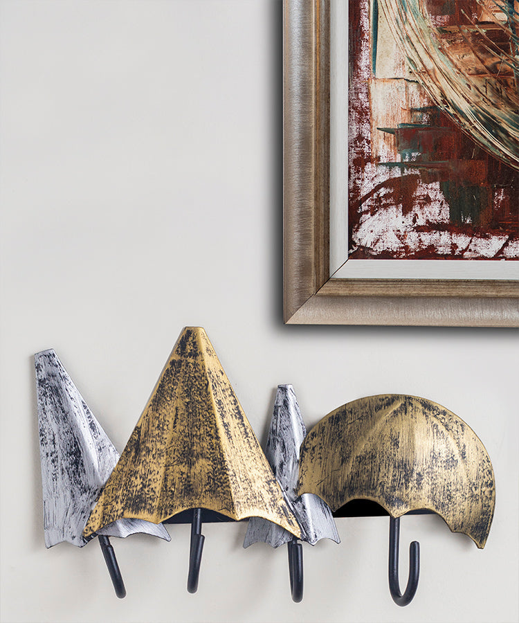Umbrellas With 4 Hooks In Antique Silver and Gold Finish