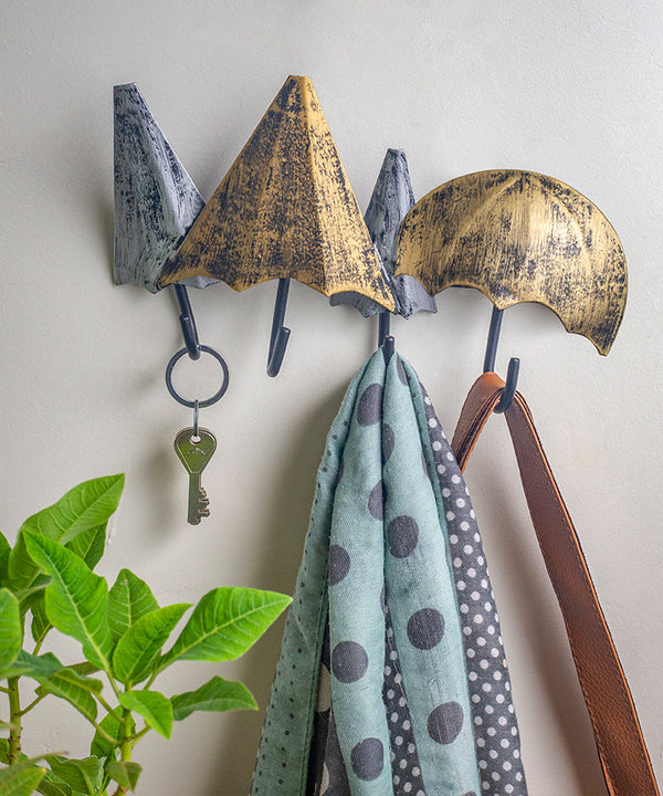 Umbrellas With 4 Hooks In Antique Silver and Gold Finish