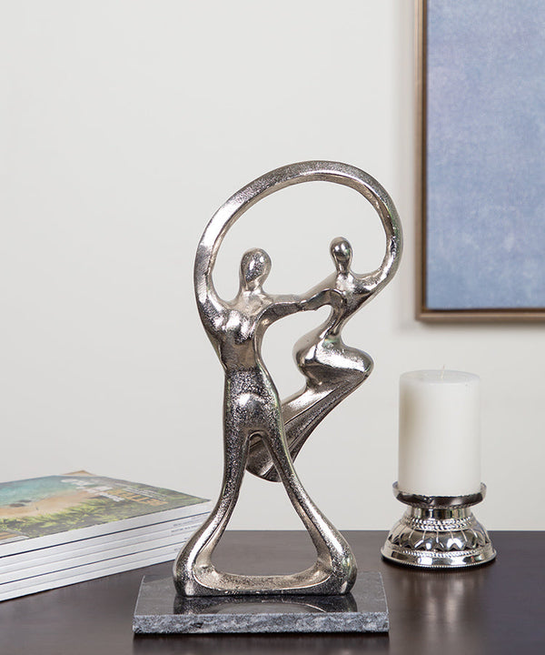 Silver Swirling Couple Sculpture
