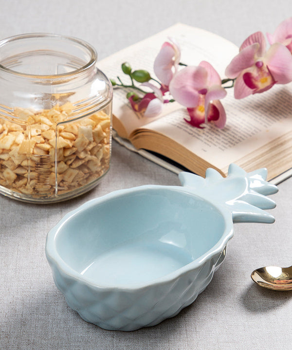 Pineapple Ceramic Light Blue Snack Bowl