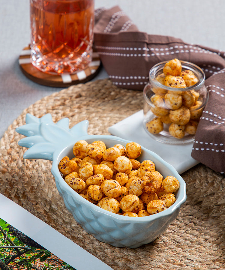 Pineapple Ceramic Light Blue Snack Bowl