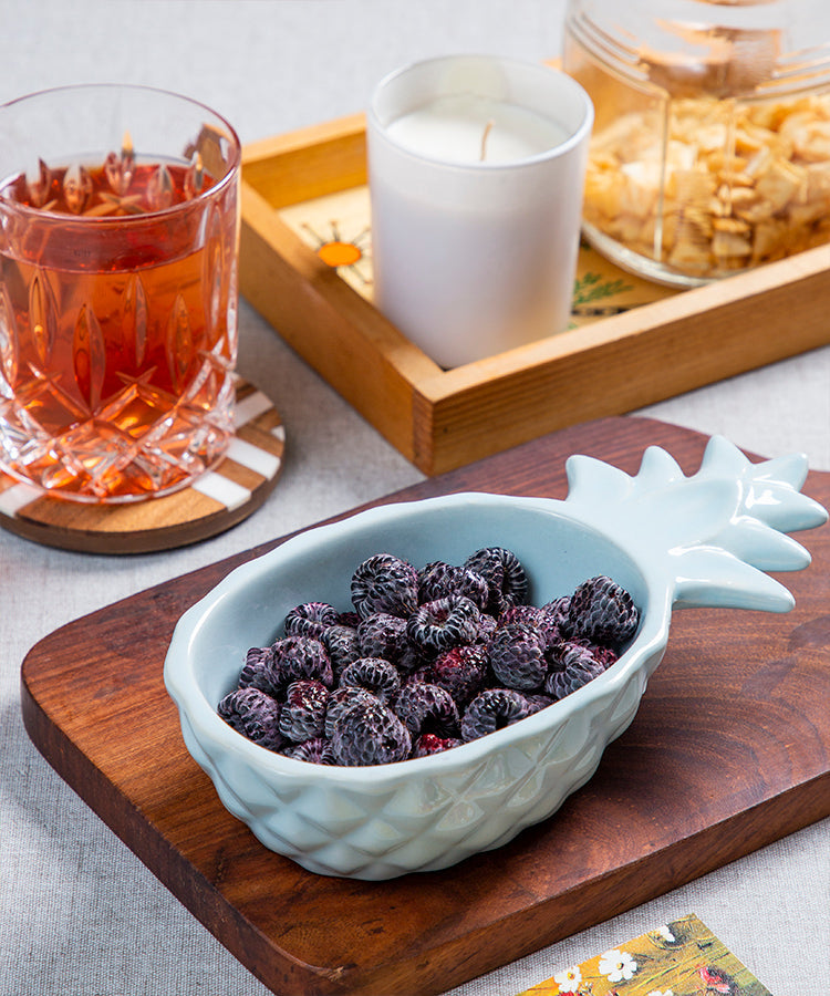 Pineapple Ceramic Light Blue Snack Bowl