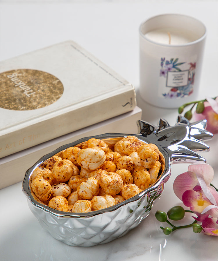 Silver Pineapple Ceramic Serving Bowl
