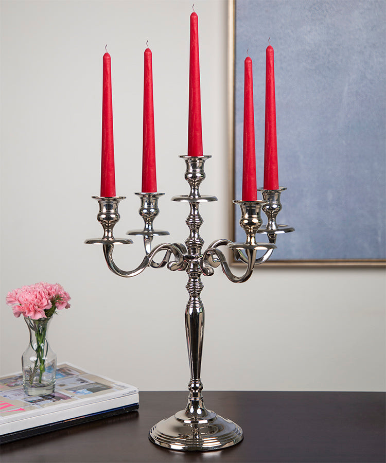 Silver Candle Holder Stand For 5 Taper Candles