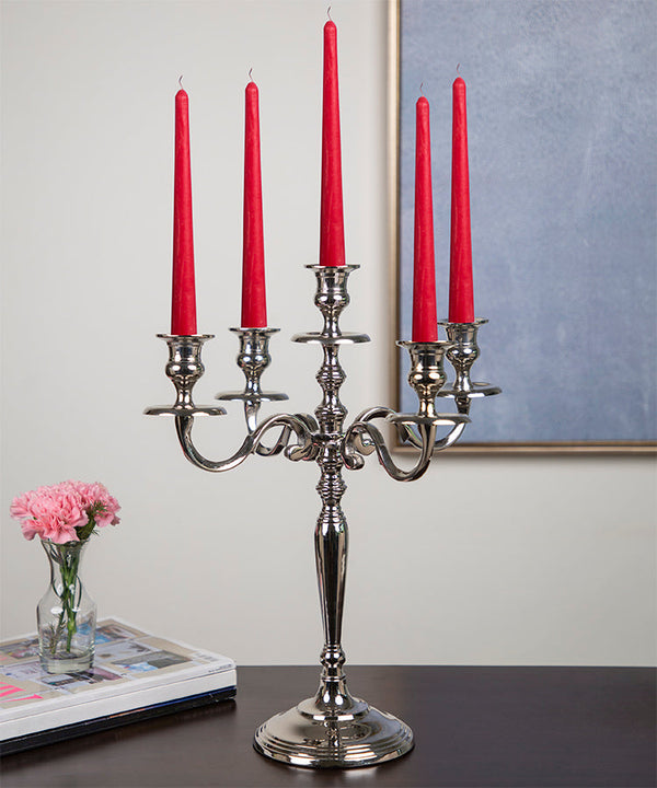 Silver Candle Holder Stand For 5 Taper Candles