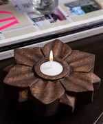 Wooden Flower Tealight Candle Holder