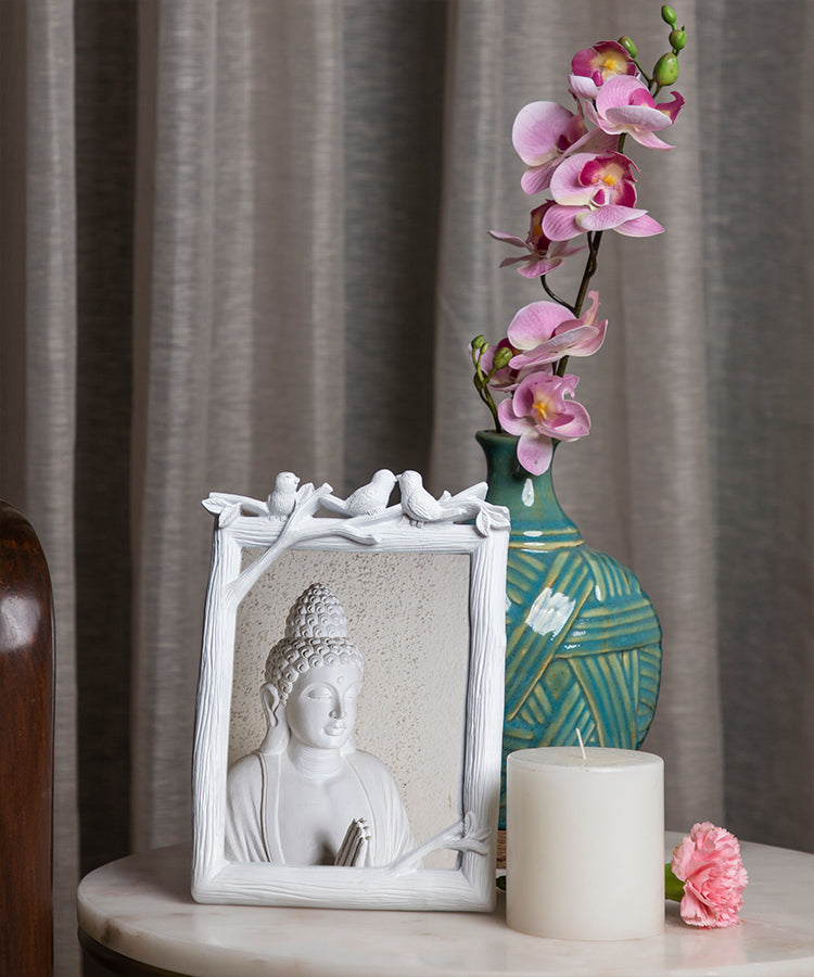 White Birds and Leaves Large Photo Frame