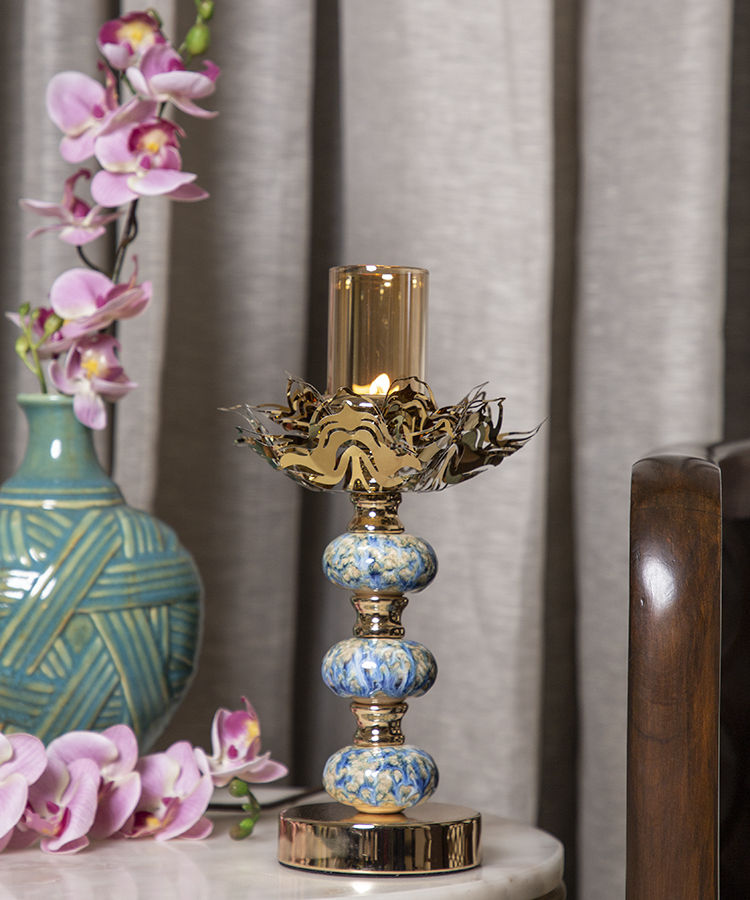 Three Balls Enamel Lotus Candle Holder