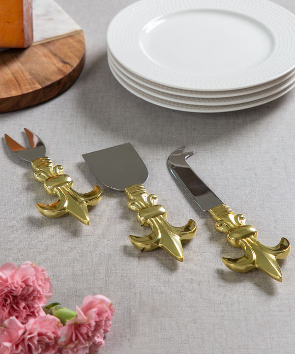 Nostalgia Cheese Cutlery in Gold & Silver Finish - Set of 3