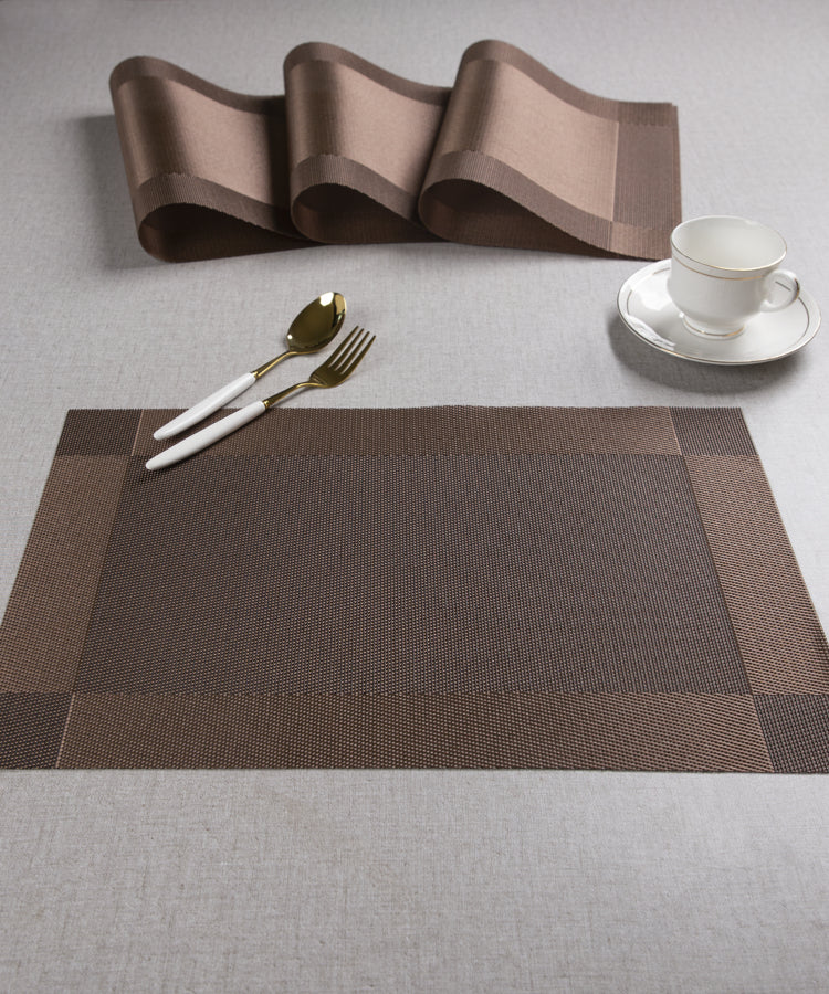 Dark Brown PVC Table Mats-Set Of 4