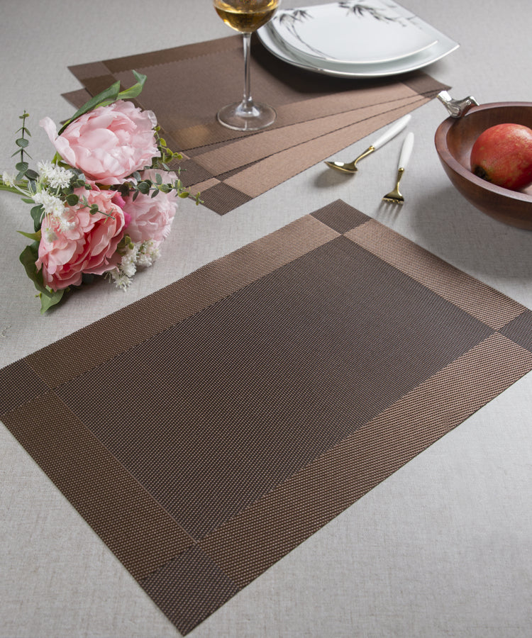 Dark Brown PVC Table Mats-Set Of 4