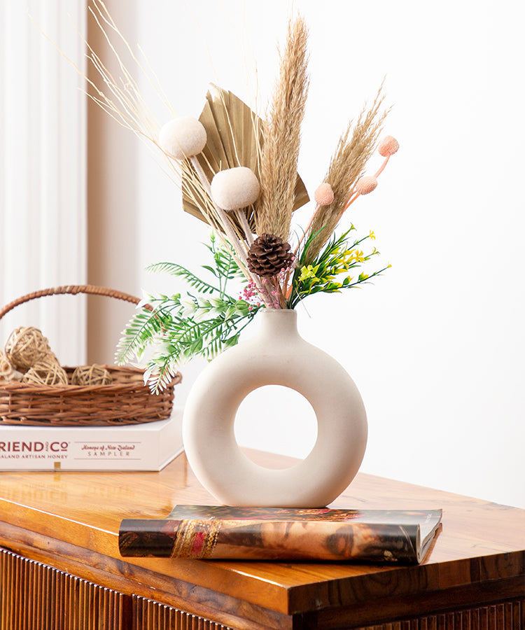 Donut Ceramic Modern Flower Vase 8" Height