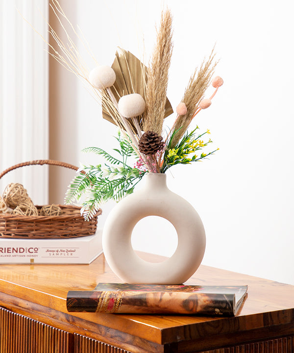 Donut Ceramic Modern Flower Vase 8" Height