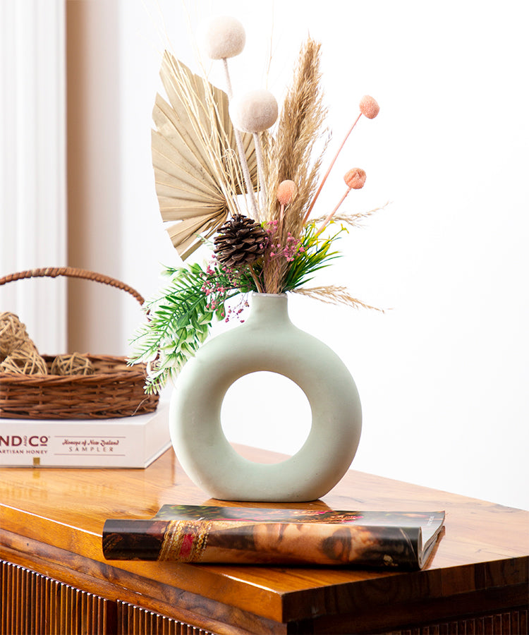 Donut Ceramic Modern Flower Vase 8" Height