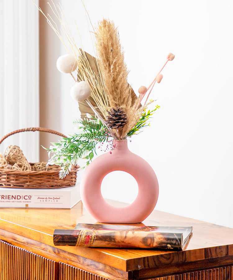 Donut Ceramic Modern Flower Vase 8" Height