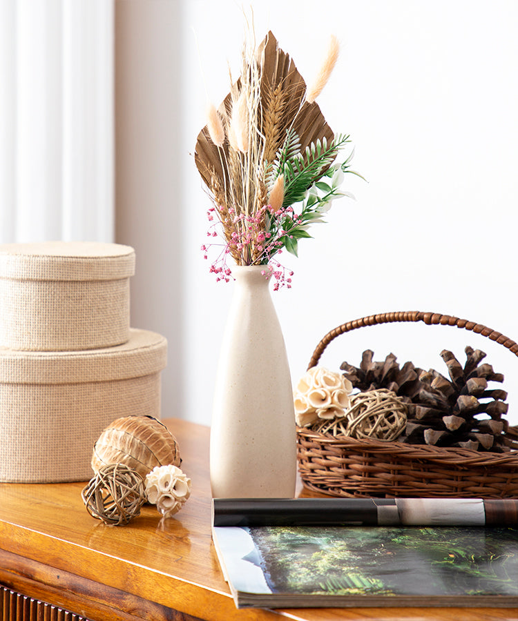 Triangular Off White Shaped Glazed Modern Ceramic Vase