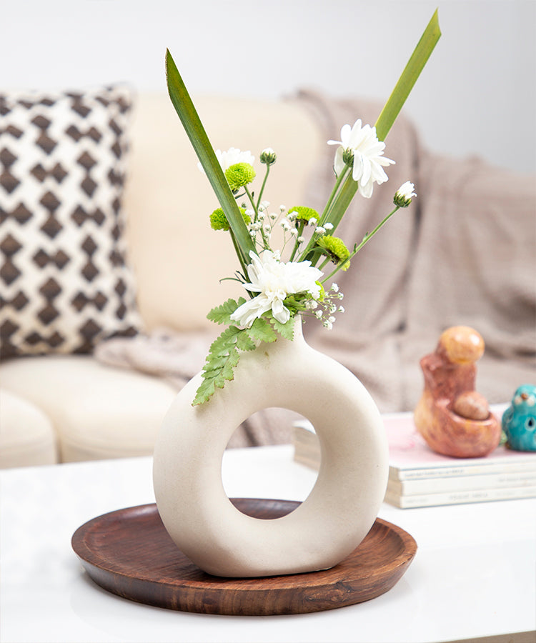 Donut Ceramic Modern Flower Vase 8" Height