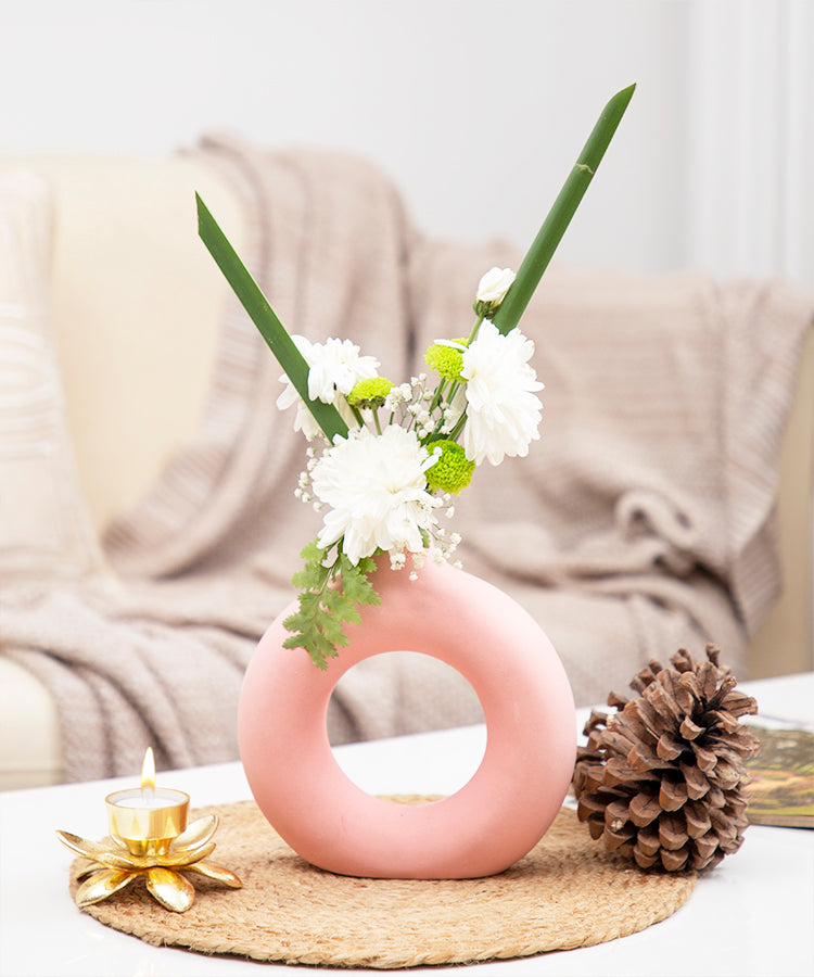 Donut Ceramic Modern Flower Vase 8" Height