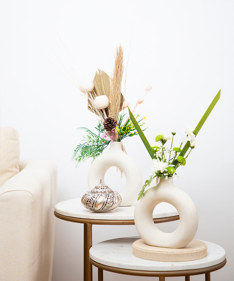 Donut Ceramic Modern Flower Vase 8" Height