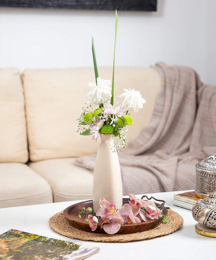 Triangular Off White Shaped Glazed Modern Ceramic Vase