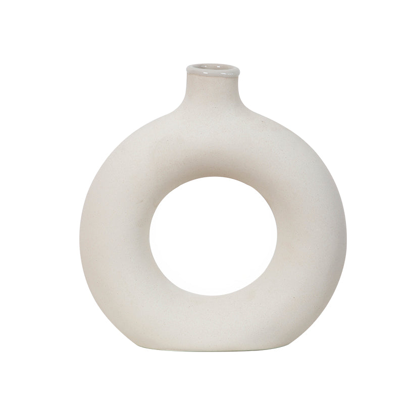 Donut Ceramic Modern Flower Vase 8" Height