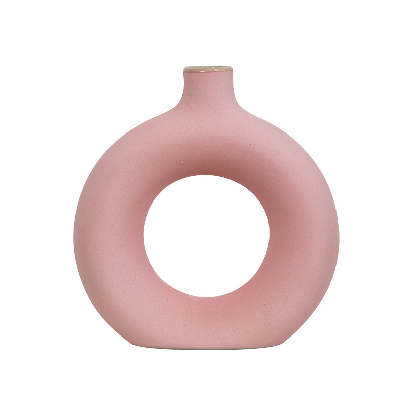 Donut Ceramic Modern Flower Vase 8" Height