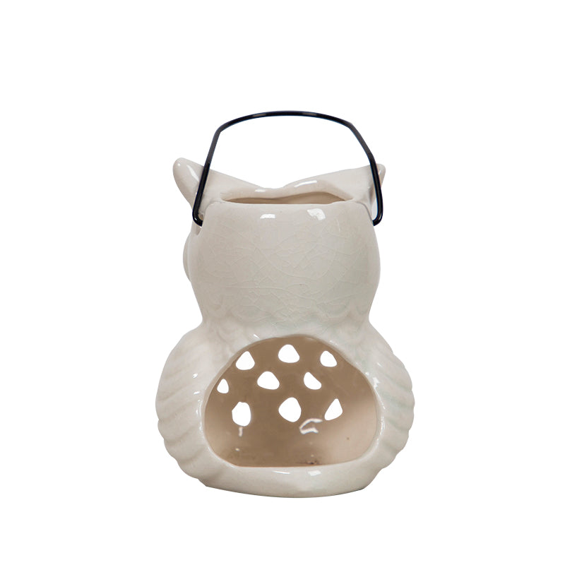 Glazed Ceramic Evil Eye Owl Tea light Candle Holder