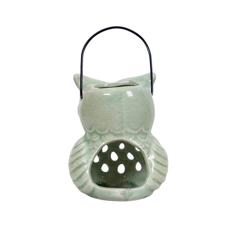 Glazed Ceramic Evil Eye Owl Tea light Candle Holder