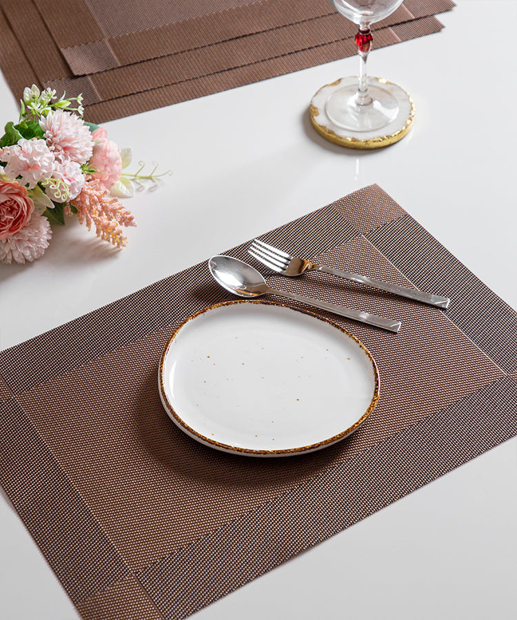 Dark Brown PVC Table Mats-Set Of 4